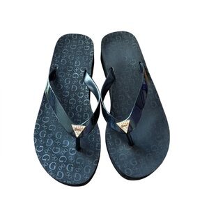 Guess Black Logo Flip Flops